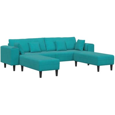 vidaXL Sofa mit Kissen 3-Tlg Türkis Samt 3335180 vidaXL Sofa mit Kissen 3-Tlg Türkis Samt 3335180