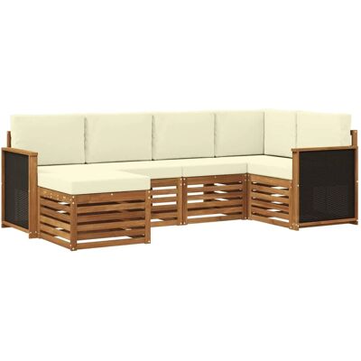 vidaXL Ecksofa Set mit Kissen 5 Stk Natur und Creme 3384551 vidaXL Ecksofa Set mit Kissen 5 Stk Natur und Creme 3384551