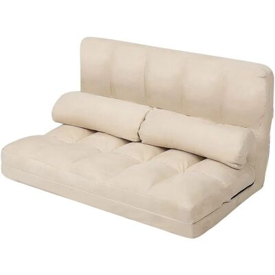 Costway 3 In1 Bodensofa Klappbar 6-Stufig Rückenlehne Beige Costway 3 In1 Bodensofa Klappbar 6-Stufig Rückenlehne Beige