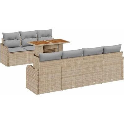 vidaXL Garten-Sofa-Set mit Kissen 8-Tlg Beige und Hellgrau 3349419 vidaXL Garten-Sofa-Set mit Kissen 8-Tlg Beige und Hellgrau 3349419