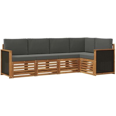 vidaXL Ecksofa Set mit Kissen 4 Stk Natur und Anthrazit 3384343 vidaXL Ecksofa Set mit Kissen 4 Stk Natur und Anthrazit 3384343