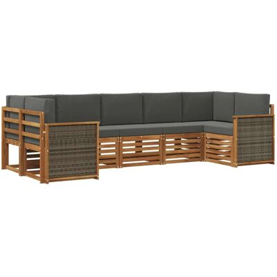 vidaXL Ecksofa Set mit Kissen 6 Stk Natur und Anthrazit 3384798 vidaXL Ecksofa Set mit Kissen 6 Stk Natur und Anthrazit 3384798