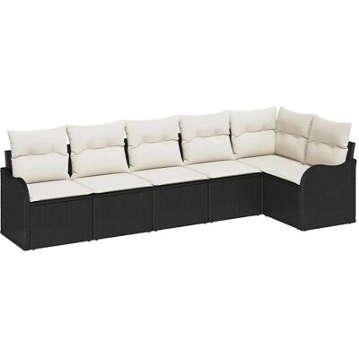 vidaXL Garten-Sofa-Set mit Kissen 6-Tlg Schwarz Poly Rattan 3345717 vidaXL Garten-Sofa-Set mit Kissen 6-Tlg Schwarz Poly Rattan 3345717