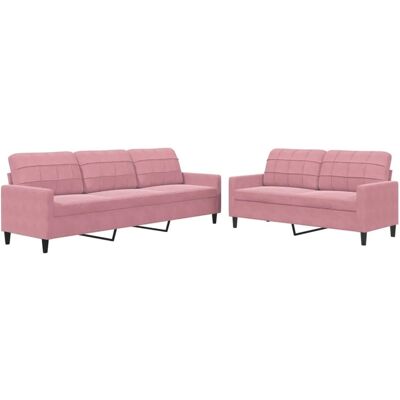 vidaXL 2-3-Sitzer Samtsofa Set - Rosa vidaXL 2-3-Sitzer Samtsofa Set - Rosa
