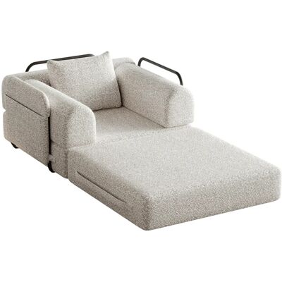 PXloue Schlafsofa 2 in 1 mit Bettfunktion Metallrahmen Armlehnen Stauraum Chenille Khaki PXloue Schlafsofa 2 in 1 mit Bettfunktion Metallrahmen Armlehnen Stauraum Chenille Khaki
