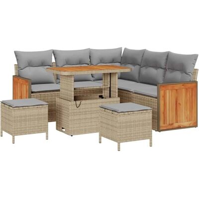 vidaXL Gartensofa-Set mit Kissen 8 Stk Beige und Hellgrau 3363307 vidaXL Gartensofa-Set mit Kissen 8 Stk Beige und Hellgrau 3363307