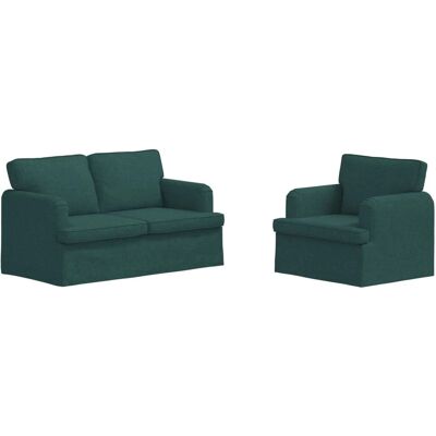 vidaXL Sofa 2-Tlg Dunkelgrün 144 x 80 x 85 cm Stoff 3407519 vidaXL Sofa 2-Tlg Dunkelgrün 144 x 80 x 85 cm Stoff 3407519