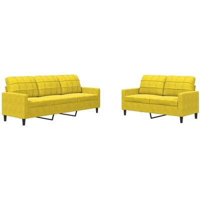 VidaXL - Sofa-Set mit Kissen - Gelber Samt – Wohnzimmermöbel VidaXL - Sofa-Set mit Kissen - Gelber Samt – Wohnzimmermöbel