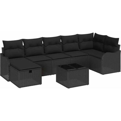 vidaXL Sofa Set mit Kissen mit Speicher 8 Stk Schwarz Poly-Rattan 3359012 vidaXL Sofa Set mit Kissen mit Speicher 8 Stk Schwarz Poly-Rattan 3359012