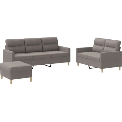 vidaXL 3-Tlg Sofagarnitur mit Kissen Taupe Stoff 3201615 vidaXL 3-Tlg Sofagarnitur mit Kissen Taupe Stoff 3201615