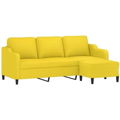 vidaXL 3-Sitzer-Sofa mit Hocker Hellgelb 180 cm Stoff 3201140 vidaXL 3-Sitzer-Sofa mit Hocker Hellgelb 180 cm Stoff 3201140