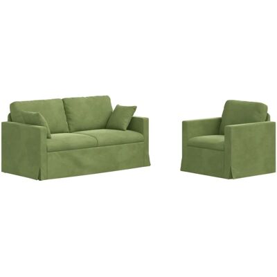vidaXL Sofa 2-Tlg Hellgrün 158 x 78 x 80 cm Samt 3407554 vidaXL Sofa 2-Tlg Hellgrün 158 x 78 x 80 cm Samt 3407554