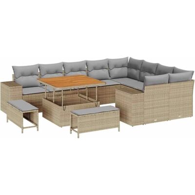 vidaXL Garten-Sofa-Set mit Kissen 12-Tlg Beige und Hellgrau 3363987 vidaXL Garten-Sofa-Set mit Kissen 12-Tlg Beige und Hellgrau 3363987