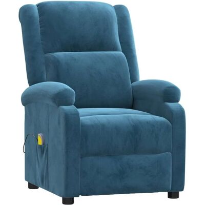 vidaXL Massagesessel Blau Samt 342420 vidaXL Massagesessel Blau Samt 342420