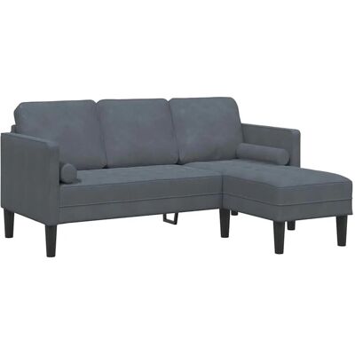 Vidaxl Großer Dunkelgrauer Stoff- und Holzsofa - Wohnzimmermöbel Vidaxl Großer Dunkelgrauer Stoff- und Holzsofa - Wohnzimmermöbel