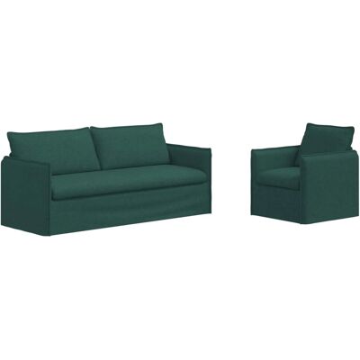 vidaXL Sofa 2-Tlg Dunkelgrün 196 x 82 x 85 cm Stoff 3407614 vidaXL Sofa 2-Tlg Dunkelgrün 196 x 82 x 85 cm Stoff 3407614