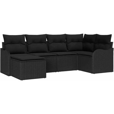 vidaXL Garten-Sofa-Set mit Kissen 6-Tlg Schwarz Poly Rattan 3354442 vidaXL Garten-Sofa-Set mit Kissen 6-Tlg Schwarz Poly Rattan 3354442