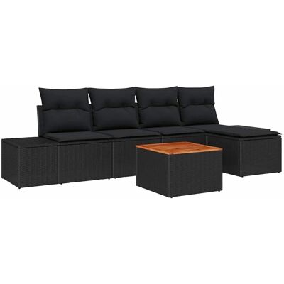 vidaXL Garten-Sofa-Set 6-Tlg Schwarz 3356616 vidaXL Garten-Sofa-Set 6-Tlg Schwarz 3356616