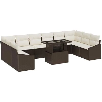 Beige Modular Gartensofaset - 11 Stück Outdoor Beige Modular Gartensofaset - 11 Stück Outdoor