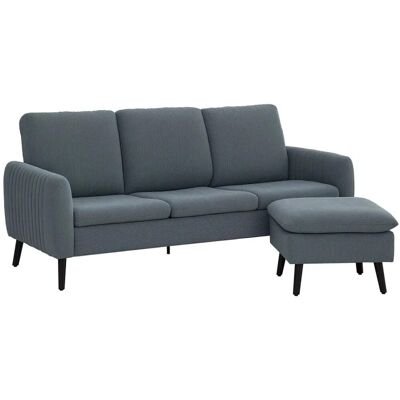HOMCOM Ecksofa Polyester Kautschukholz 196L x 140B x 88H cm Dunkelgrau HOMCOM Ecksofa Polyester Kautschukholz 196L x 140B x 88H cm Dunkelgrau