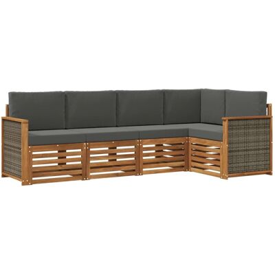 vidaXL Ecksofa Set mit Kissen 4 Stk Natur und Anthrazit 3384348 vidaXL Ecksofa Set mit Kissen 4 Stk Natur und Anthrazit 3384348