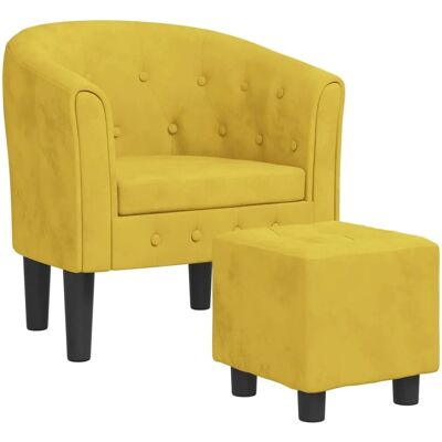 vidaXL Clubsessel mit Fußhocker Gelb Samt Modell 1 vidaXL Clubsessel mit Fußhocker Gelb Samt Modell 1