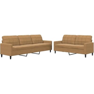 vidaXL 2-teiliges Samtsofa Set Braun vidaXL 2-teiliges Samtsofa Set Braun