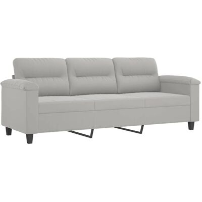 vidaXL 3-Sitzer Hellgraues Mikrofaser-Sofa - Sofa vidaXL 3-Sitzer Hellgraues Mikrofaser-Sofa - Sofa