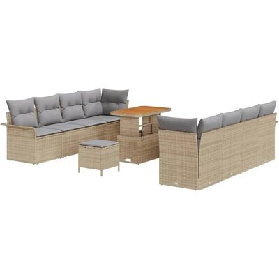 vidaXL Garten-Sofa-Set mit Kissen 11-Tlg Beige und Hellgrau 3364062 vidaXL Garten-Sofa-Set mit Kissen 11-Tlg Beige und Hellgrau 3364062