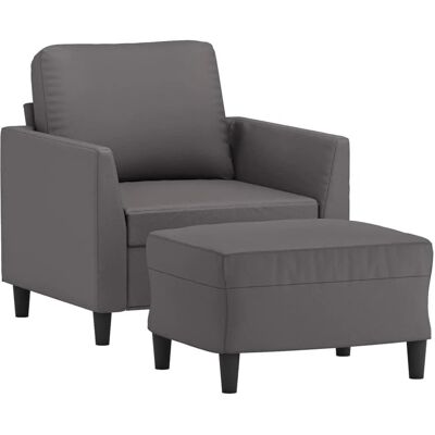 VIDAXL Sessel mit Hocker - Grau VIDAXL Sessel mit Hocker - Grau