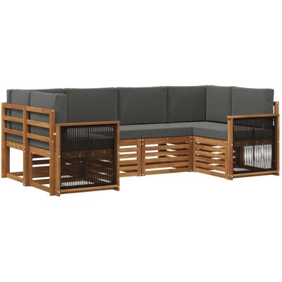 vidaXL Ecksofa Set mit Kissen 5 Stk Natur und Anthrazit 3384773 vidaXL Ecksofa Set mit Kissen 5 Stk Natur und Anthrazit 3384773