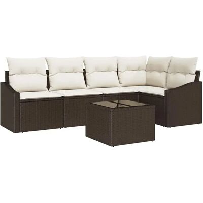 vidaXL Garten-Sofa-Set 6-Tlg Braun Poly Rattan 3346728 vidaXL Garten-Sofa-Set 6-Tlg Braun Poly Rattan 3346728