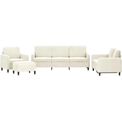 VIDAXL Samtvelu Creme 4-teiliges Sofaset - Wohnzimmermöbel VIDAXL Samtvelu Creme 4-teiliges Sofaset - Wohnzimmermöbel