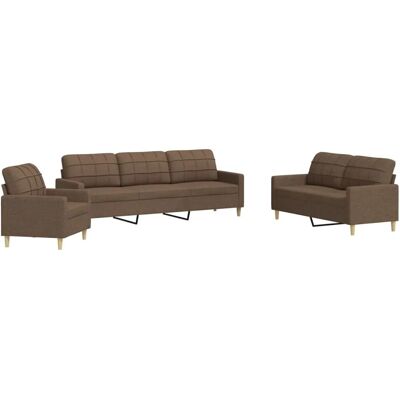 vidaXL Braune Stoff 3-tlg. Sofagarnitur - Sofa Set vidaXL Braune Stoff 3-tlg. Sofagarnitur - Sofa Set