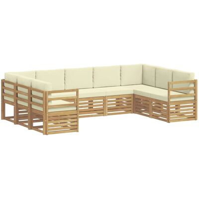 vidaXL Ecksofa Set mit Kissen 9 Stk Weiß und Creme Polyester 3392485 vidaXL Ecksofa Set mit Kissen 9 Stk Weiß und Creme Polyester 3392485