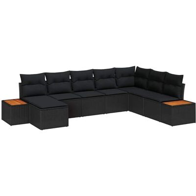 vidaXL Garten-Sofa-Set mit Kissen 8-Tlg Schwarz Poly Rattan 3348144 vidaXL Garten-Sofa-Set mit Kissen 8-Tlg Schwarz Poly Rattan 3348144