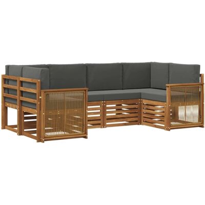 vidaXL Ecksofa Set mit Kissen 5 Stk Natur und Anthrazit 3384778 vidaXL Ecksofa Set mit Kissen 5 Stk Natur und Anthrazit 3384778