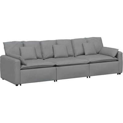 vidaXL Modulares Sofa mit Kissen Hellgrau - Sofa vidaXL Modulares Sofa mit Kissen Hellgrau - Sofa