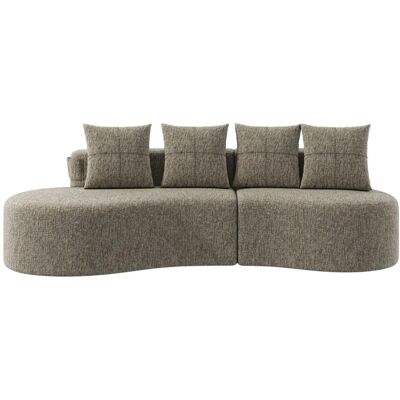 PXloue Stoffsofa Sofa Couch 240cm mit 4 Kissen Becherhalter Und Seitentaschen für Wohnzimmer Khaki PXloue Stoffsofa Sofa Couch 240cm mit 4 Kissen Becherhalter Und Seitentaschen für Wohnzimmer Khaki