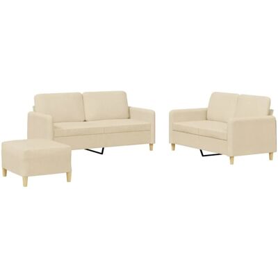 vidaXL 3-Tlg Sofagarnitur mit Kissen Creme Stoff 3202096 vidaXL 3-Tlg Sofagarnitur mit Kissen Creme Stoff 3202096