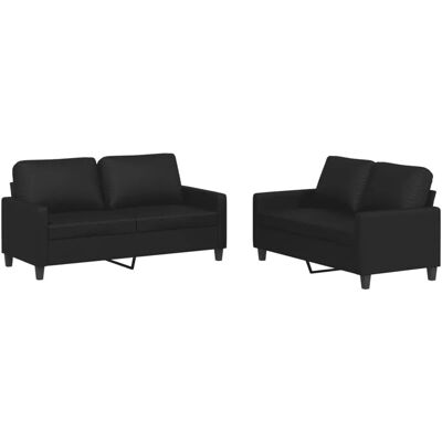 vidaXL 2-Tlg Sofagarnitur mit Kissen Schwarz Kunstleder 3201408 vidaXL 2-Tlg Sofagarnitur mit Kissen Schwarz Kunstleder 3201408