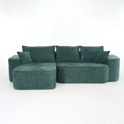 PXloue 4-Sitzer-Sofa Stoffsofa Chaiselongue Sofa Chenille mit Kissen Seitentaschen Grün ohne Montage PXloue 4-Sitzer-Sofa Stoffsofa Chaiselongue Sofa Chenille mit Kissen Seitentaschen Grün ohne Montage