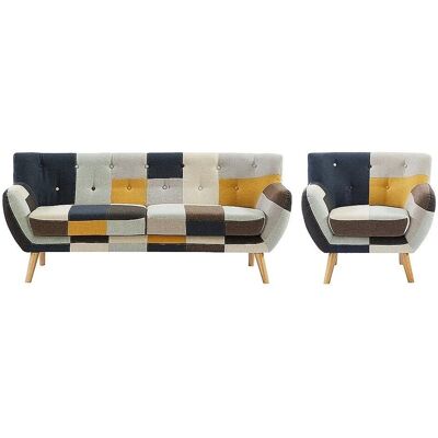 Vente-unique Couchgarnitur Mit Sessel Serti Mehrfarbig 188 cm 88 cm Vente-unique Couchgarnitur Mit Sessel Serti Mehrfarbig 188 cm 88 cm