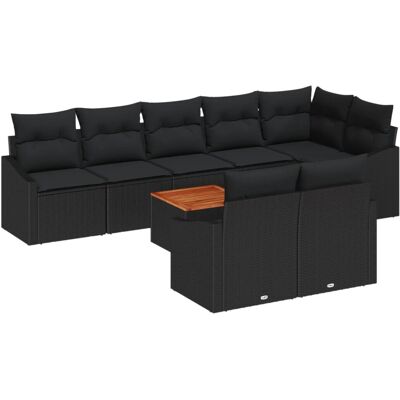vidaXL Garten-Sofa-Set 9-Tlg Schwarz 3356518 vidaXL Garten-Sofa-Set 9-Tlg Schwarz 3356518
