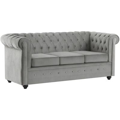 Vente-unique Schlafsofa Chesterfield Hellgrau 210 cm Vente-unique Schlafsofa Chesterfield Hellgrau 210 cm