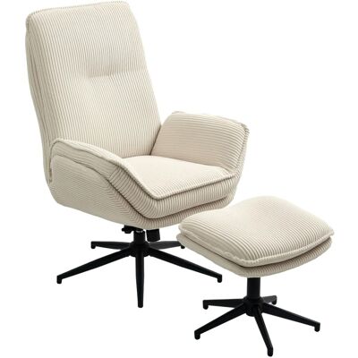 HOMCOM Relaxsessel mit Hocker mit Liegefunktion für Wohnzimmer Schlafzimmer Beige HOMCOM Relaxsessel mit Hocker mit Liegefunktion für Wohnzimmer Schlafzimmer Beige