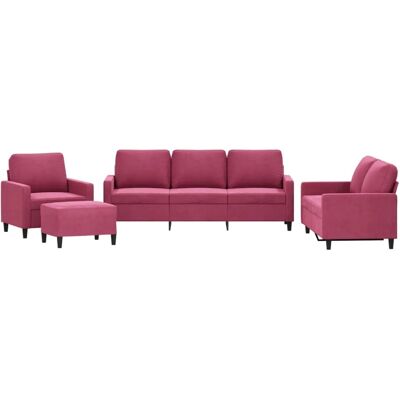 Vidaxl - Samtsofa-Set mit Kissen - Bordeauxrot Vidaxl - Samtsofa-Set mit Kissen - Bordeauxrot