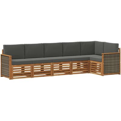 vidaXL Ecksofa Set mit Kissen 5 Stk Natur und Anthrazit 3384408 vidaXL Ecksofa Set mit Kissen 5 Stk Natur und Anthrazit 3384408