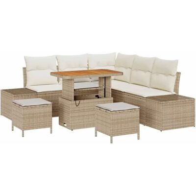 vidaXL Garten-Sofa-Set mit Kissen 8-Tlg Beige Poly Rattan 3362786 vidaXL Garten-Sofa-Set mit Kissen 8-Tlg Beige Poly Rattan 3362786