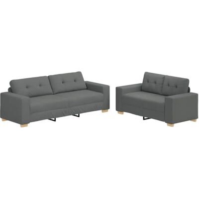 vidaXL 2-Teiliges Sofa-Set mit Kissen Dunkelgrau Stoff 3324711 vidaXL 2-Teiliges Sofa-Set mit Kissen Dunkelgrau Stoff 3324711
